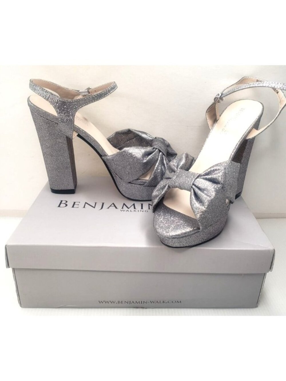 Touch Ups Sailor Pewter Heeled Sandal Benjamin Walk Women Size 8.5M Prom Wedding